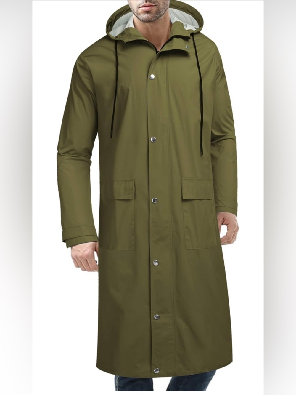 COOFANDY Men's Rain Jacket with Hood Waterproof Lightweight Active Long Raincoat